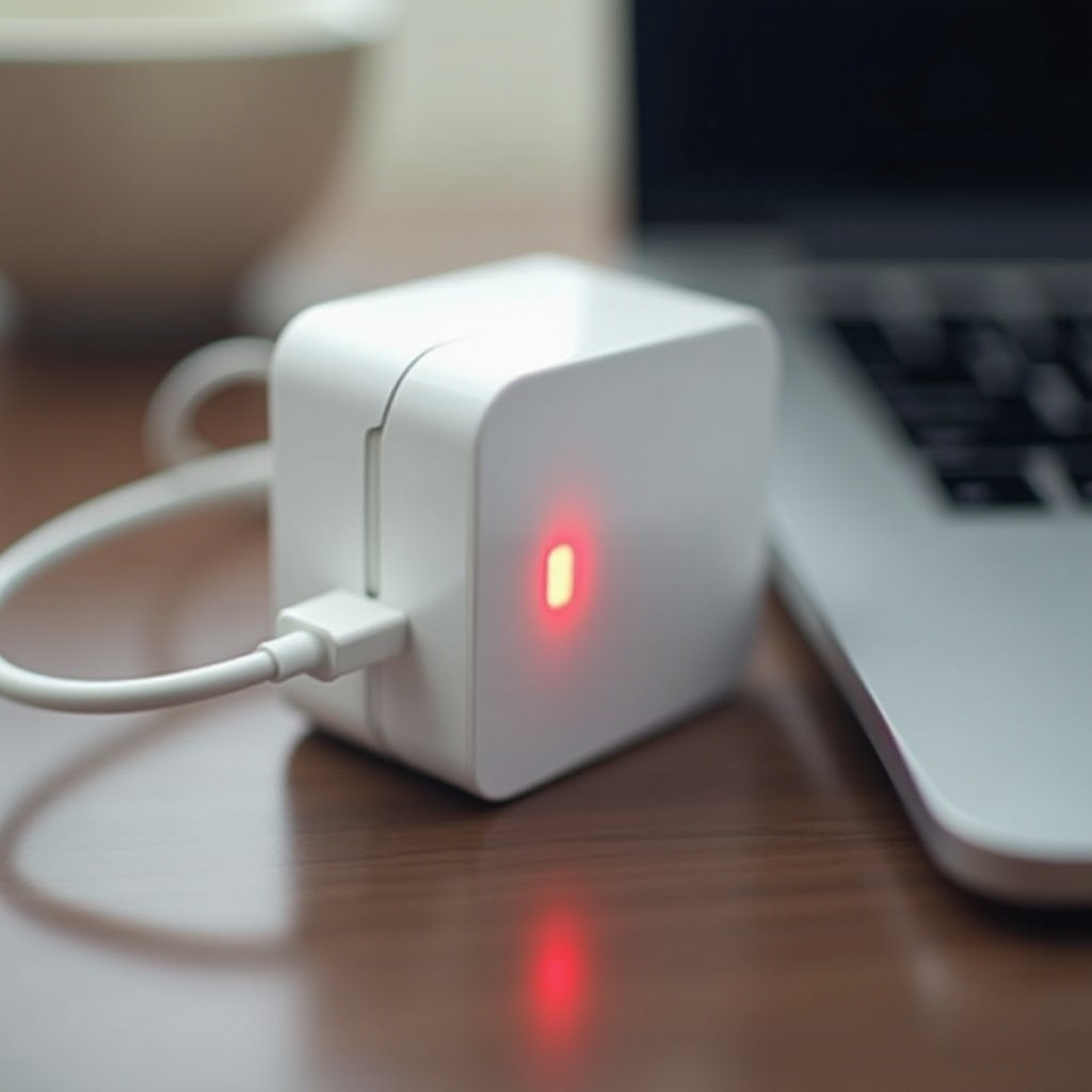 lampu merah pada pengisi daya macbook
